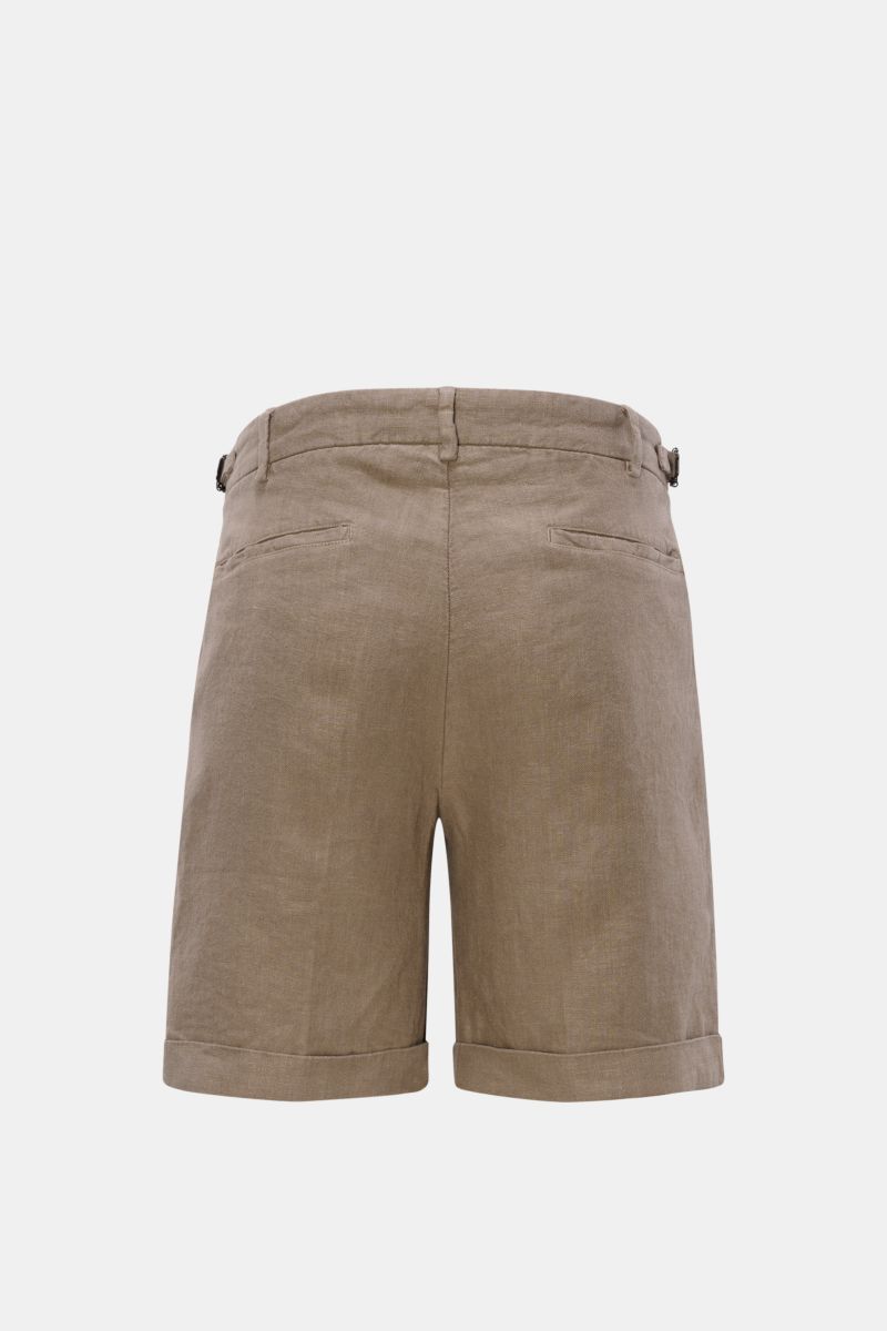 04651/ A trip in a bag Leinen-Shorts 'GB Bermuda 001' taupe