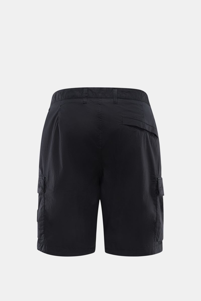 Stone Island Cargo-Shorts navy, Rückansicht, aus leicht elastischer Baumwolle mit Cargotaschen, Regular Fit, Kompass-Badge am Bund.