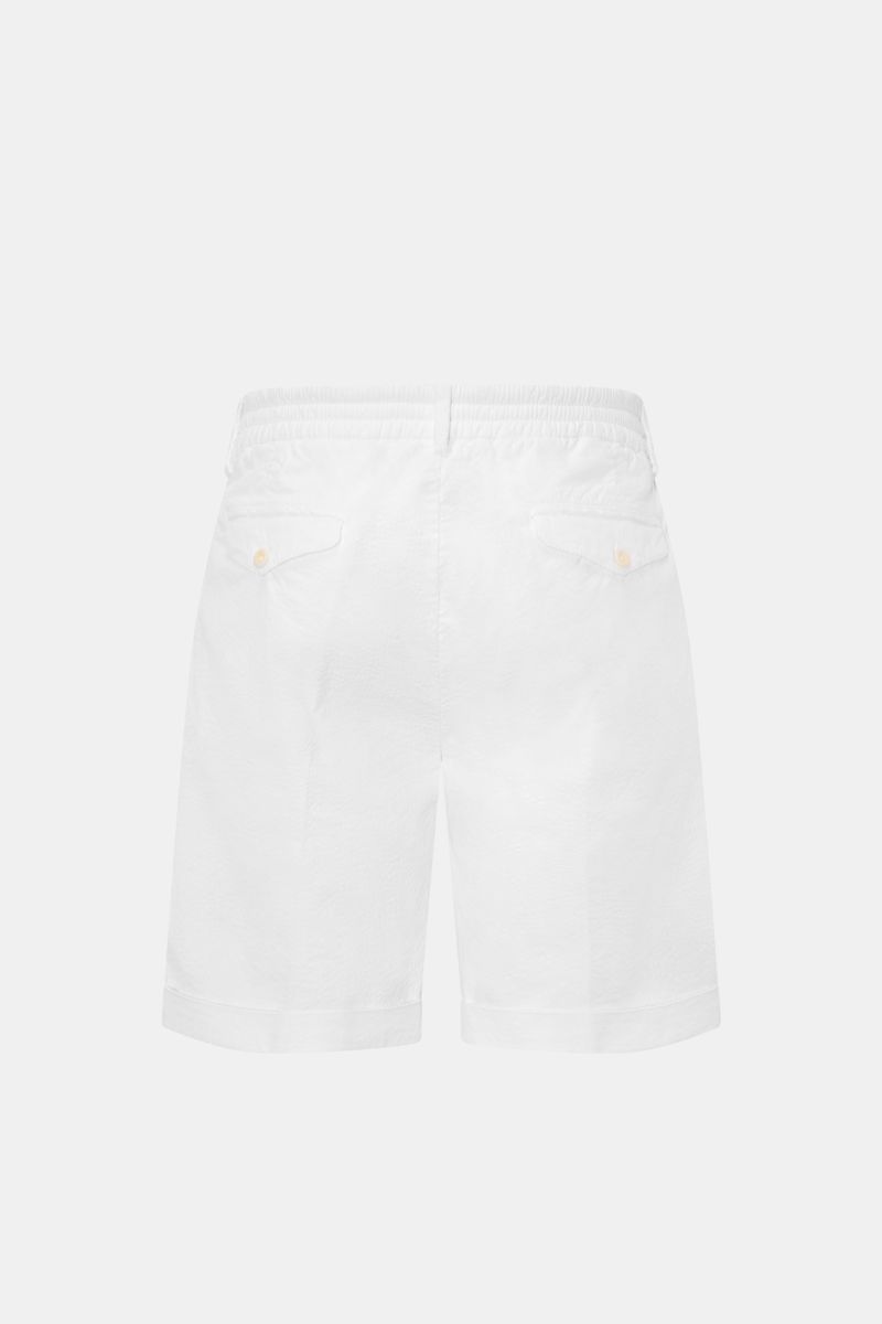 04651/ A trip in a bag Badeshorts 'Plain Swim' off-white, Rückansicht, schnelltrocknende Microfaser, Regular Fit, Bund mit Tunnelzug, Taschen, Mesh-Innenfutter.