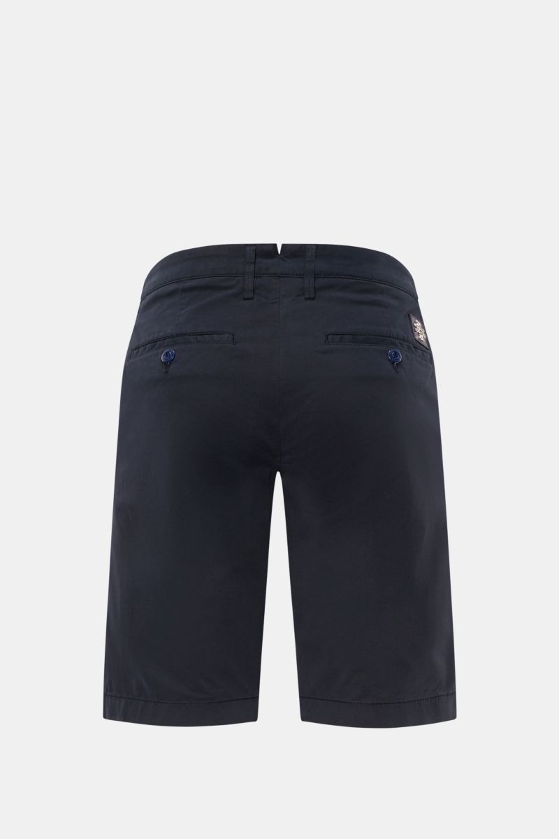 Jacob Cohen Bermudas 'Bob' navy, Rückansicht, slim fit Shorts aus weicher, elastischer Baumwolle mit Button Fly, French Pockets, Knopf-Gesäßtaschen, Leather Patch.