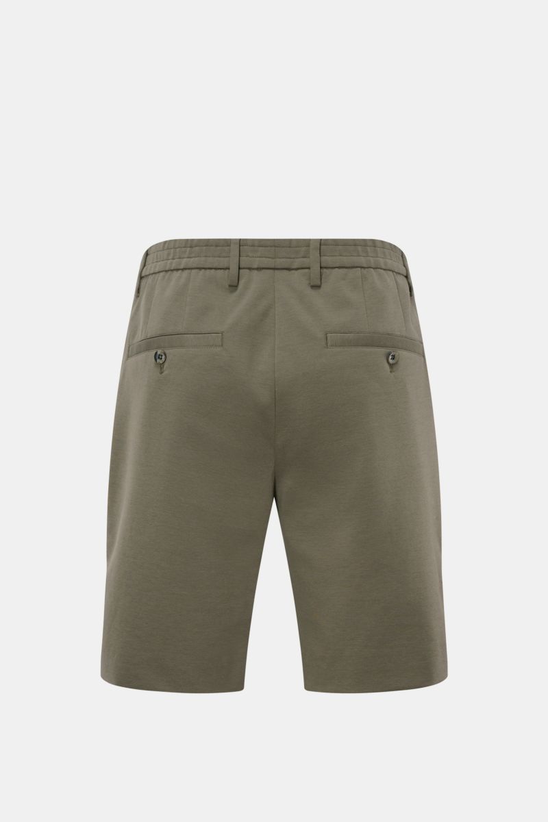 GTA Jersey-Shorts 'Davide' graugrün, Rückansicht, Regular Fit, weicher Jersey aus Baumwolle/Microfaser, elastischer Bund, Knopftaschen.