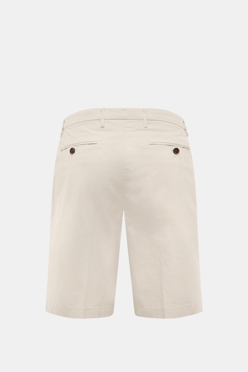 Briglia 1949 Shorts 'Garda' creme, Rückansicht, elastische Baumwolle, Regular Fit, Knopf-Gesäßtaschen, französische Taschen, Uhrentasche, Reißverschluss.