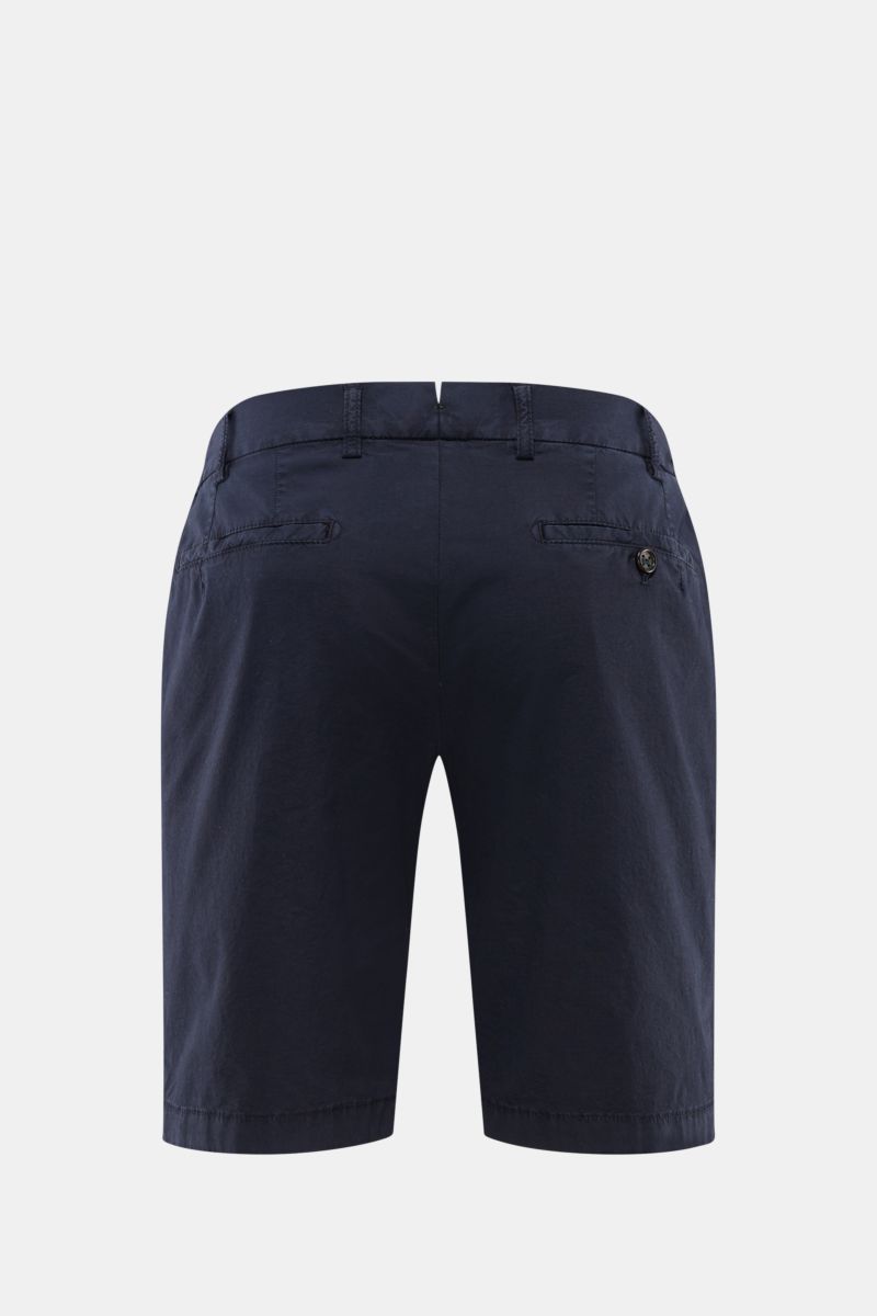 Berwich Bermudas 'Elax' navy shown from the back, made of elasticated cotton with French and buttoned back pockets, regular fit.