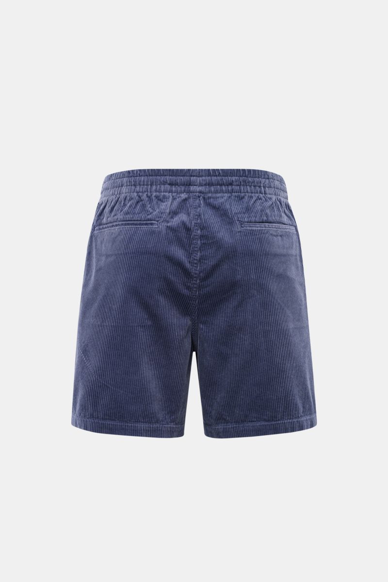 Polo Ralph Lauren Cord-Shorts graublau, Rückansicht, reine Baumwolle, weicher Griff, Regular Fit, elastischer Bund, Tunnelzug, Cord-Struktur, Taschen, Logo-Stickerei.