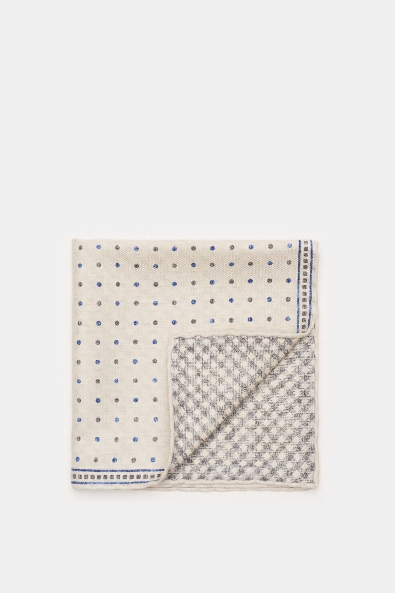 Pocket square beige/grey-blue dotted