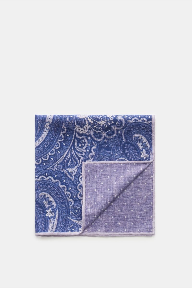 Silk pocket square dark blue/lilac patterned