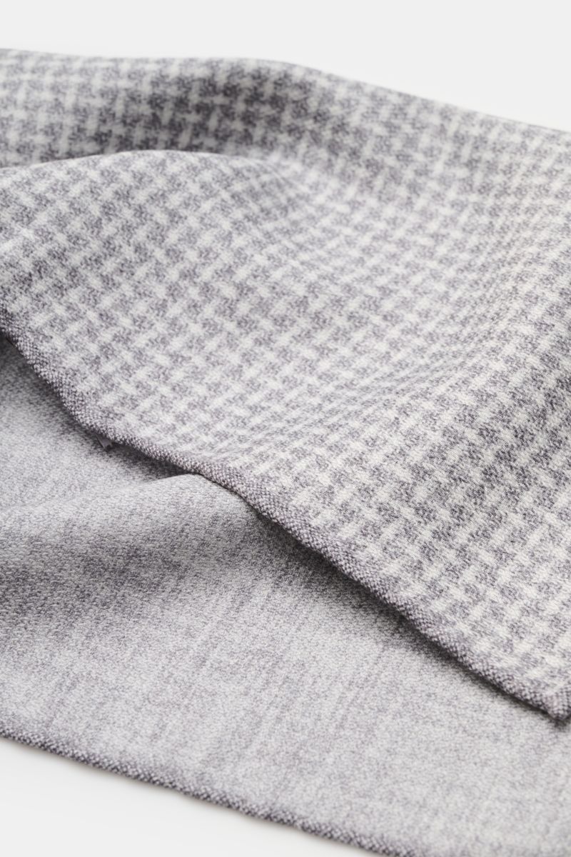 Brunello Cucinelli Seiden-Einstecktuch grau/off-white gemustert