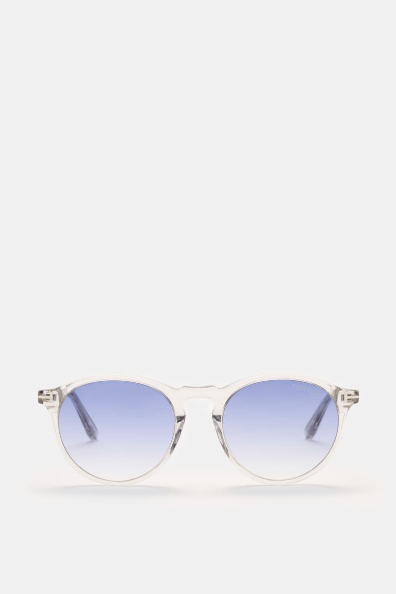 Tom Ford Sonnenbrille 'Aurele' hellgrau, klassische Panto-Form, Acetat-Rahmen, Verlaufsgläser, 100% UV-Schutz, Frontalansicht