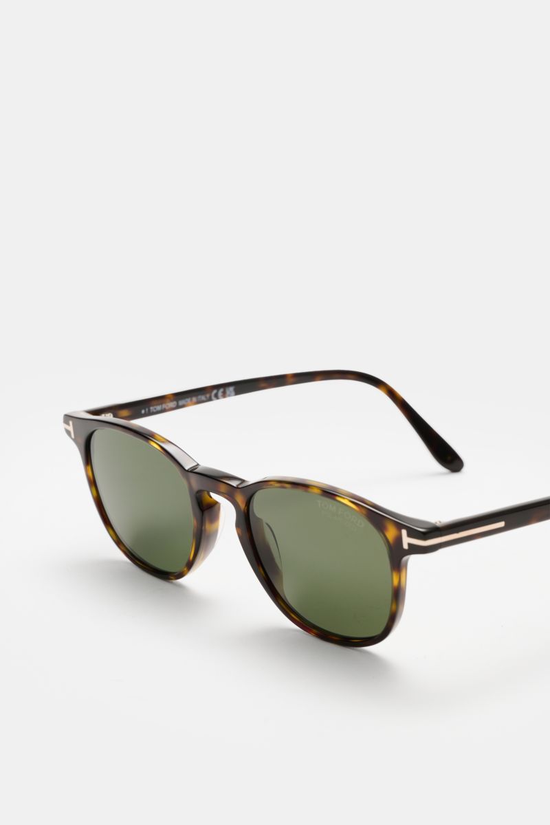 Tom Ford Sonnenbrille 'Holt' dunkelbraun meliert/grün, leicht gerundet, polarisierte Gläser, Acetat, seitliche Perspektive
