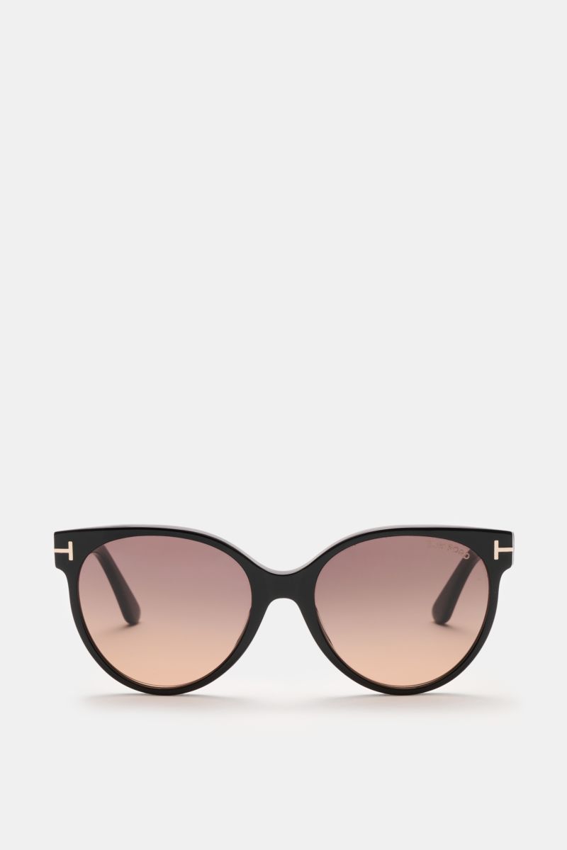 Tom Ford Sonnenbrille 'Tallulah' schwarz/braun im klassischen Papillon-Stil, frontale Ansicht mit Verlaufsgläsern aus Kunststoff.