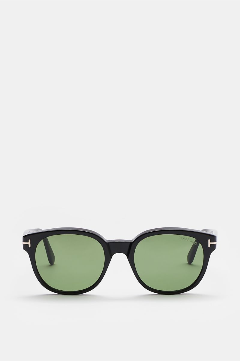 Tom Ford Sonnenbrille 'Mert' schwarz, frontale Aufnahme, leicht gerundete Silhouette, melierte Optik, Acetat-Rahmen, gleichmäßig getönte Kunststoffgläser, 100% UV-Schutz, Filterkategorie 3, inkl. Samt-Hartschalenetui.