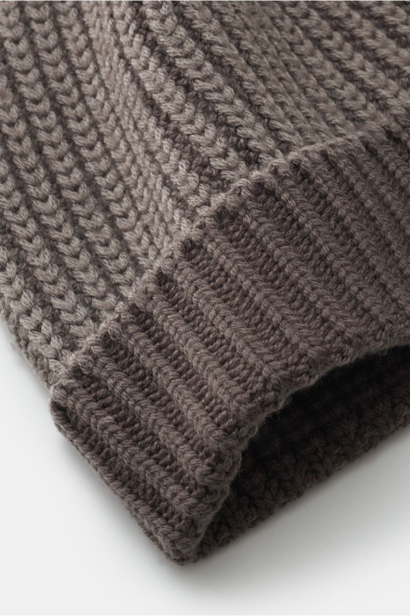 04651/ A trip in a bag Reversible wool beanie 'Foggy Hat' grey-brown