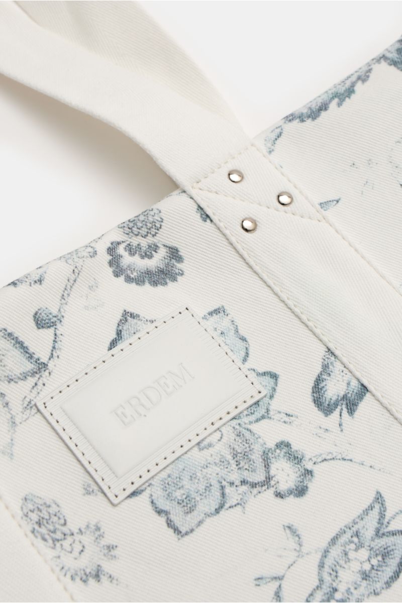 Erdem Denim Tote Bag weiß/graublau gemustert