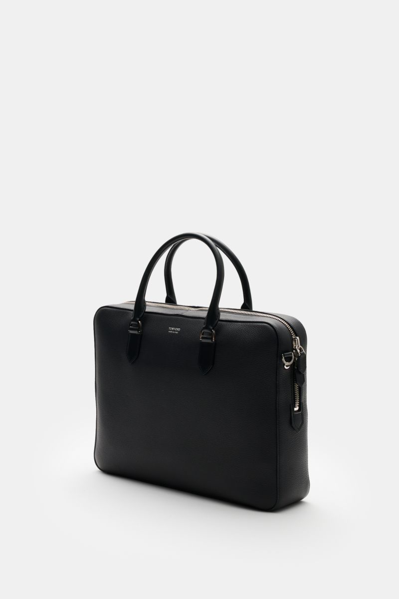 Tom Ford sonst. HWGR - H0651 black leather bag, side view, with handles and zipper detailing on a light background.