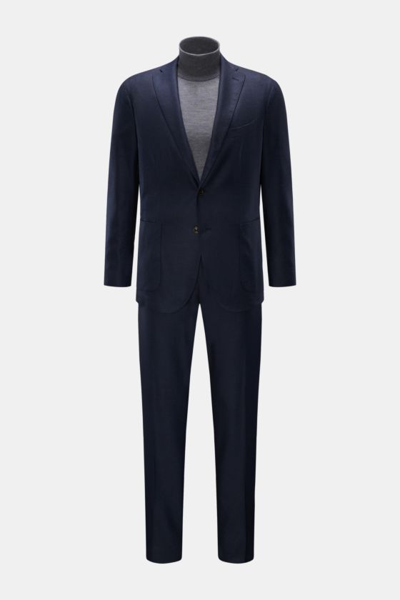 Boglioli Anzug 'K. Jacket' navy, frontale Ansicht, legerer Slim Fit aus reiner Wolle, tailliertes Sakko mit Zwei-Knopf-Stil, fallendem Revers, Brust- und aufgesetzten Hüfttaschen, Rückenschlitzen, gefütterten Ärmeln, regulär schmal zulaufende Hose mit fra Boglioli Anzug 'K. Jacket' navy, frontale Ansicht, legerer Slim Fit aus reiner Wolle, tailliertes Sakko mit Zwei-Knopf-Stil, fallendem Revers, Brust- und aufgesetzten Hüfttaschen, Rückenschlitzen, gefütterten Ärmeln, regulär schmal zulaufende Hose mit fra