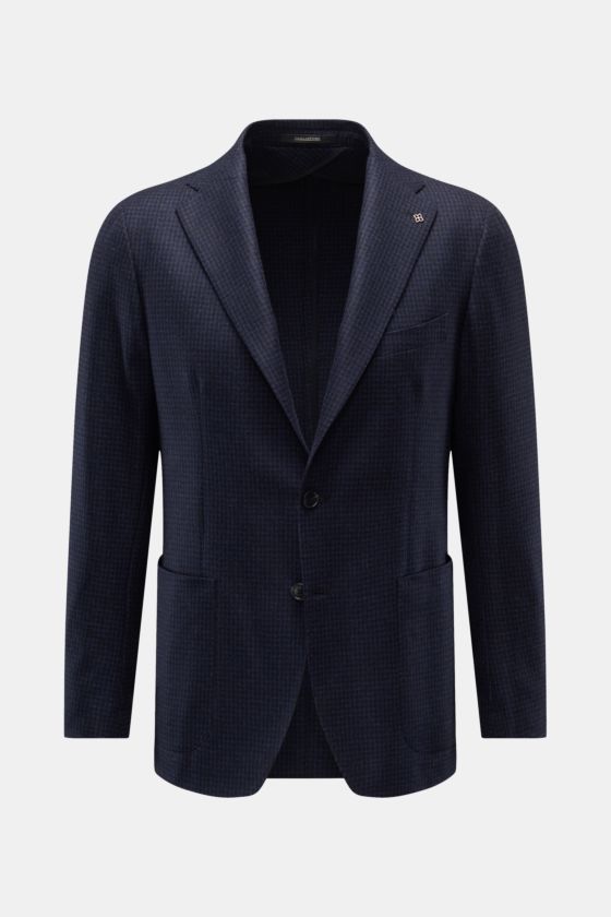 Tagliatore Sakko 'Monte Carlo' navy/schwarz kariert, Slim Fit, Unconstructed-Design aus Super 110'S Wolle mit Hahnentritt, frontale Ansicht. Tagliatore Sakko 'Monte Carlo' navy/schwarz kariert, Slim Fit, Unconstructed-Design aus Super 110'S Wolle mit Hahnentritt, frontale Ansicht.