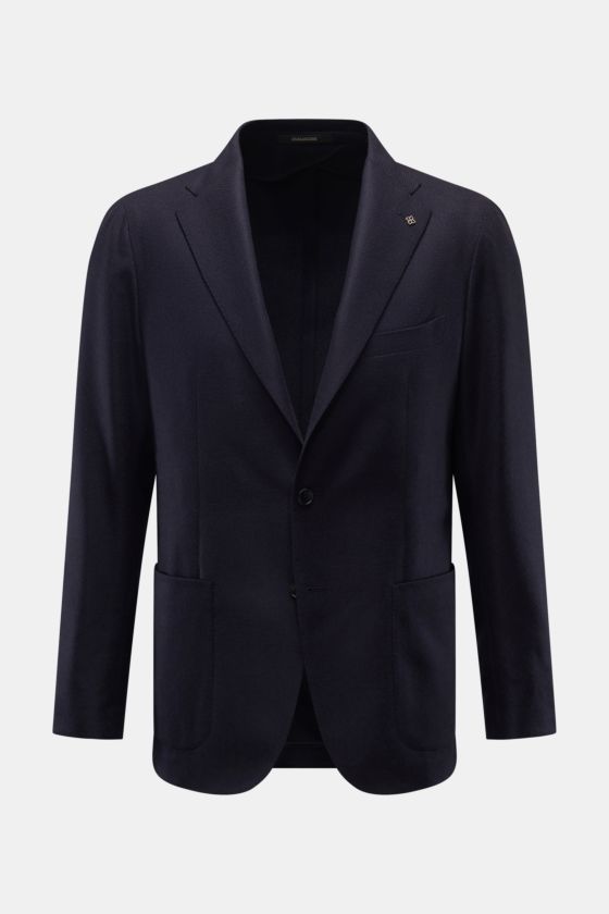 Tagliatore Sakko 'Monte Carlo' dark navy, frontale Ansicht, Slim Fit, Unconstructed-Verarbeitung aus Wolle mit Cashmere, feines Strukturgewebe, taillierter Zwei-Knopf-Stil, fallendes Revers mit Pin, Brust- und aufgesetzte Hüfttaschen, Kissing Buttons, Sei Tagliatore Sakko 'Monte Carlo' dark navy, frontale Ansicht, Slim Fit, Unconstructed-Verarbeitung aus Wolle mit Cashmere, feines Strukturgewebe, taillierter Zwei-Knopf-Stil, fallendes Revers mit Pin, Brust- und aufgesetzte Hüfttaschen, Kissing Buttons, Sei