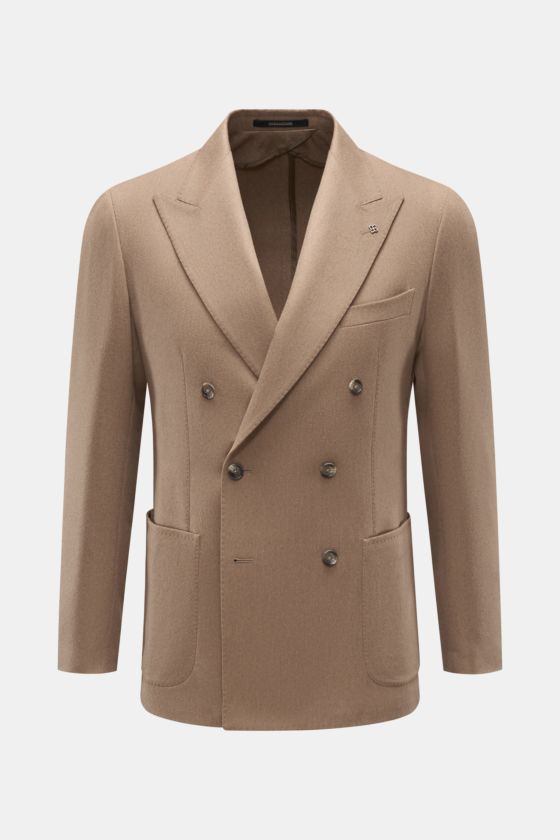 Tagliatore Kamelhaar-Sakko 'Monte Carlo' taupe, frontale Ansicht, Zweireiher Slim Fit mit Spitzrevers, Brust- und Hüfttaschen, leicht griffige Qualität. Tagliatore Kamelhaar-Sakko 'Monte Carlo' taupe, frontale Ansicht, Zweireiher Slim Fit mit Spitzrevers, Brust- und Hüfttaschen, leicht griffige Qualität.
