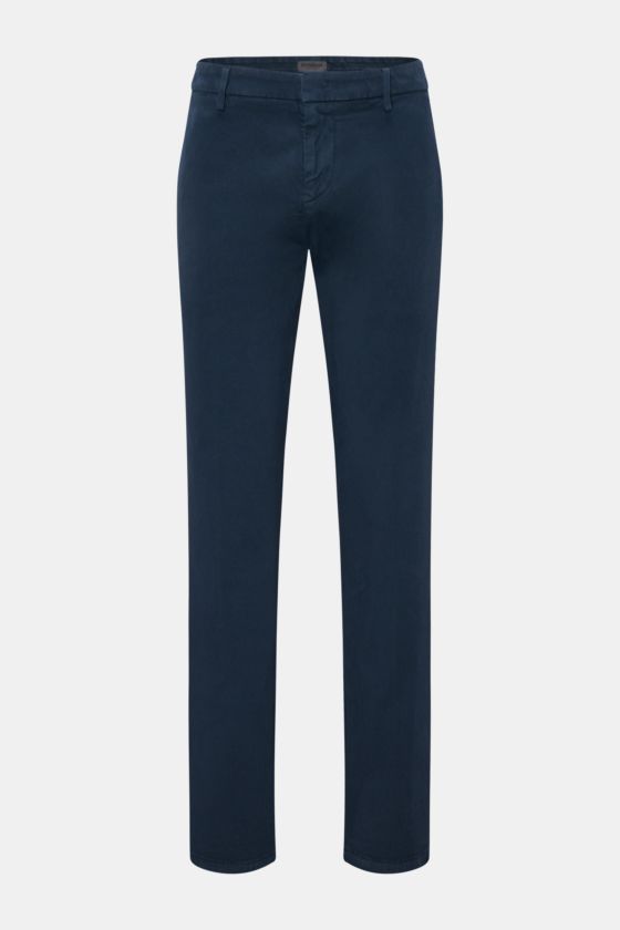 Dondup Hose 'Gaubert' navy, schmal geschnittene Baumwollhose mit elastischem Baumwoll-Mix, Slim Fit, Reißverschluss, französischen Taschen, Perspektive vorne. Dondup Hose 'Gaubert' navy, schmal geschnittene Baumwollhose mit elastischem Baumwoll-Mix, Slim Fit, Reißverschluss, französischen Taschen, Perspektive vorne.