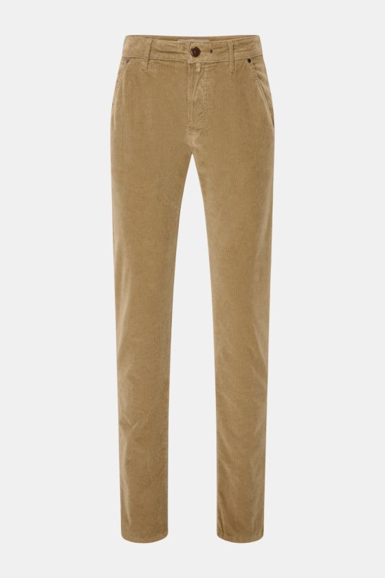 HandPicked Cordhose 'Parma' beige, Slim Fit Cordhose aus Baumwolle und Modal, schmal zulaufend, Button Fly, französische Taschen, Frontansicht. HandPicked Cordhose 'Parma' beige, Slim Fit Cordhose aus Baumwolle und Modal, schmal zulaufend, Button Fly, französische Taschen, Frontansicht.