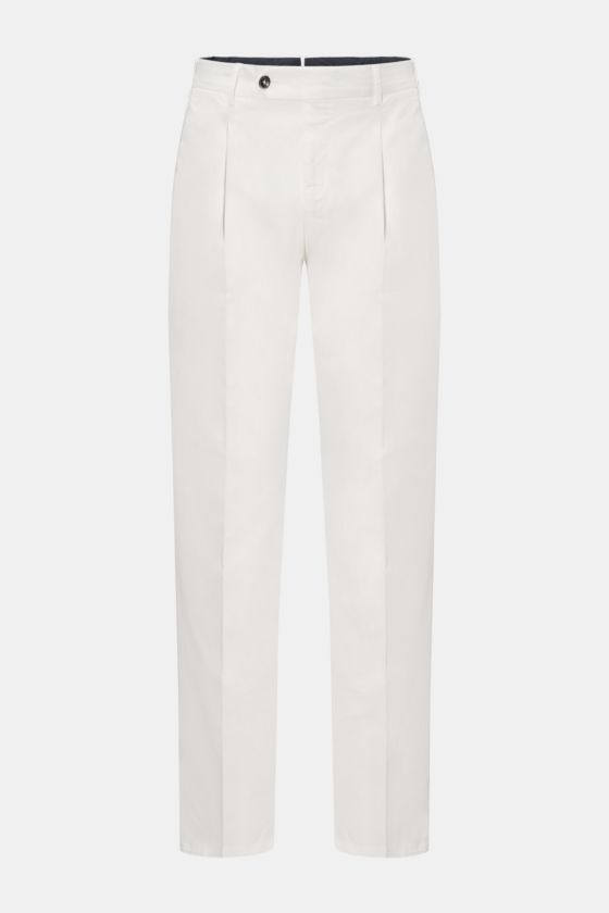 PT Torino Chino 'Union Fit' creme, frontale Ansicht, Baumwolltwill mit Stretch, Bundfalte, französische Taschen, schmal zulaufend, Regular Fit. PT Torino Chino 'Union Fit' creme, frontale Ansicht, Baumwolltwill mit Stretch, Bundfalte, französische Taschen, schmal zulaufend, Regular Fit.