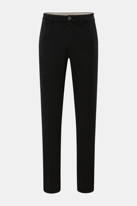 GTA Hose 'Davide' schwarz, knöchellang, schmal zulaufend, Regular Fit, aus Baumwoll-Mix Jersey, vorne mit Bundknopf und Reißverschluss, französische Taschen. GTA Hose 'Davide' schwarz, knöchellang, schmal zulaufend, Regular Fit, aus Baumwoll-Mix Jersey, vorne mit Bundknopf und Reißverschluss, französische Taschen.