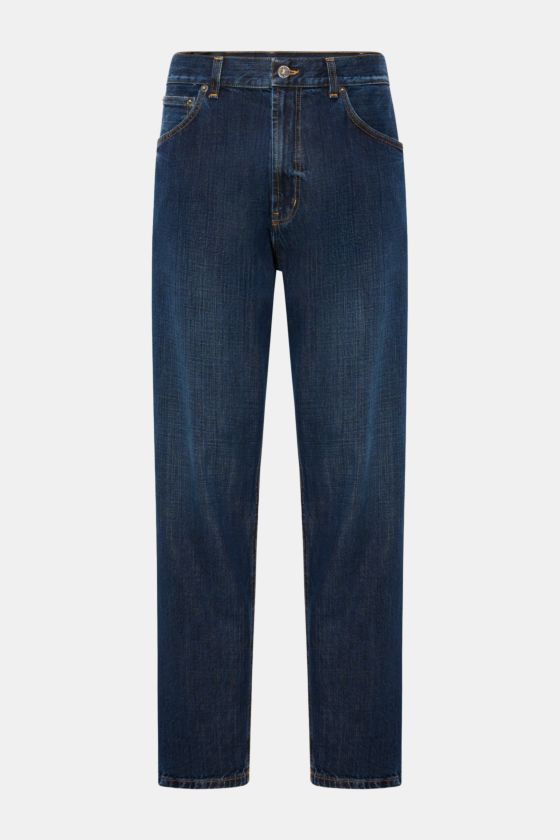 Dondup Jeans 'Paco' navy, Frontansicht, Denim aus reiner Baumwolle, leicht griffig, Tapered Fit, reguläre Oberschenkelweite, knöchellang, Zip Fly, Five-Pocket-Stil, Metall-Initial, innenliegendes Web-Patch. Dondup Jeans 'Paco' navy, Frontansicht, Denim aus reiner Baumwolle, leicht griffig, Tapered Fit, reguläre Oberschenkelweite, knöchellang, Zip Fly, Five-Pocket-Stil, Metall-Initial, innenliegendes Web-Patch.