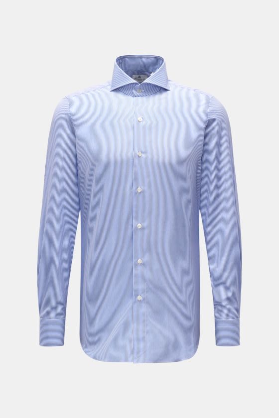 Finamore Business Hemd 'Sergio Milano' Haifisch-Kragen blau/weiß gestreift Finamore Business Hemd 'Sergio Milano' Haifisch-Kragen blau/weiß gestreift