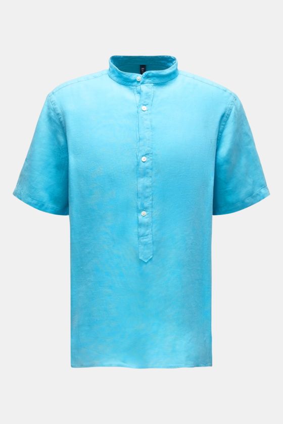 04651/ A trip in a bag Popover-Kurzarmhemd 'Linen Guru' Grandad-Kragen türkis 04651/ A trip in a bag Popover-Kurzarmhemd 'Linen Guru' Grandad-Kragen türkis