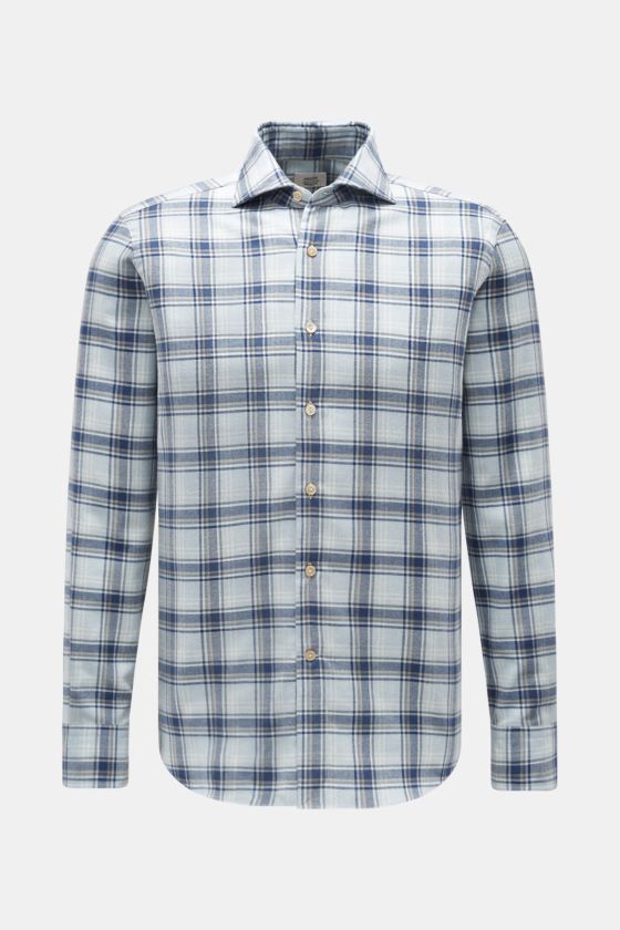 Gherardi Casual Hemd Haifisch-Kragen hellblau/creme/navy kariert Gherardi Casual Hemd Haifisch-Kragen hellblau/creme/navy kariert