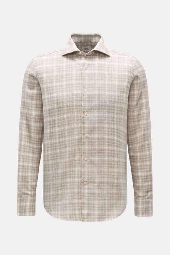 Gherardi Casual Hemd Haifisch-Kragen offwhite/beige/grau kariert Gherardi Casual Hemd Haifisch-Kragen offwhite/beige/grau kariert