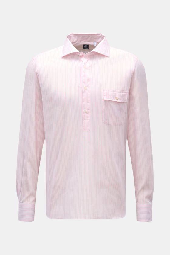 Finamore Popover-Hemd 'Porto Zante' Haifisch-Kragen rosé/weiß gestreift Finamore Popover-Hemd 'Porto Zante' Haifisch-Kragen rosé/weiß gestreift