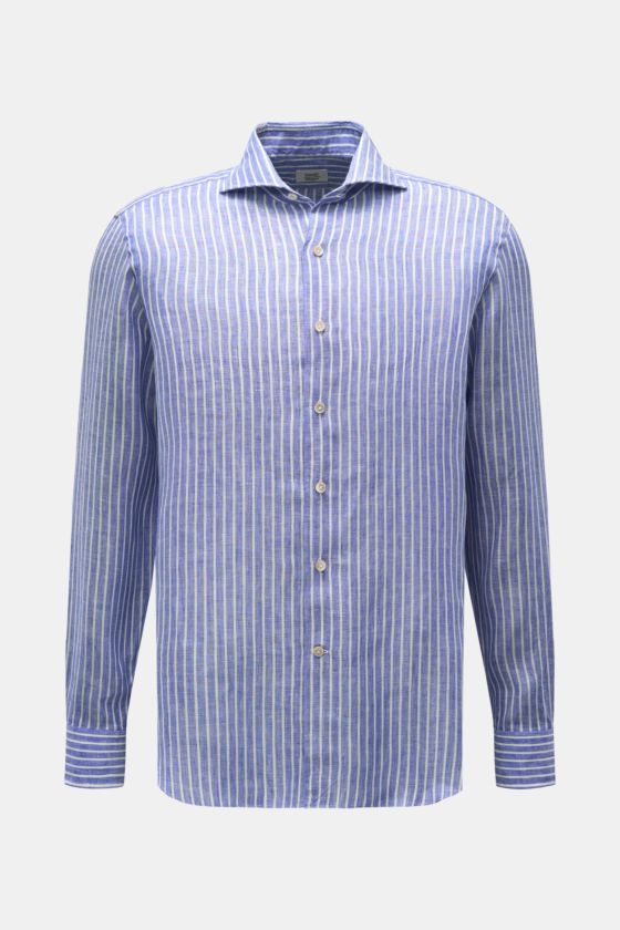 Gherardi Leinenhemd Haifisch-Kragen dunkelblau/weiß gestreift Gherardi Leinenhemd Haifisch-Kragen dunkelblau/weiß gestreift