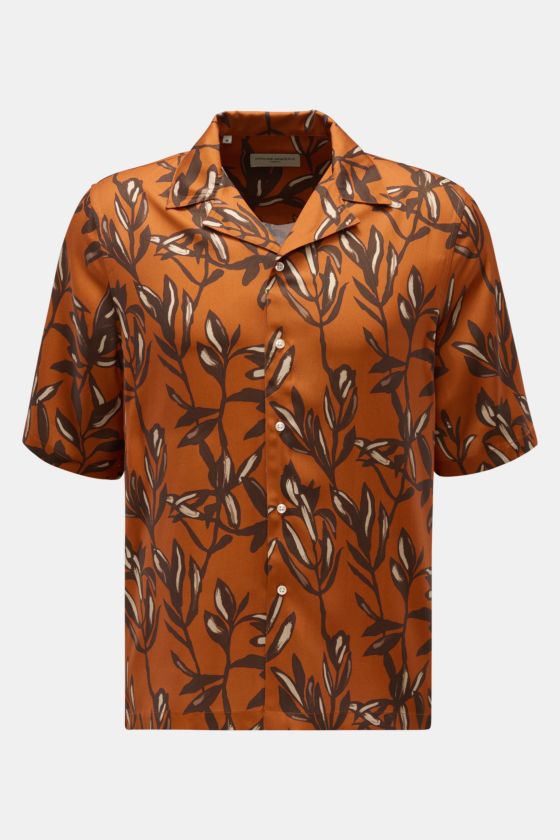 Officine Générale Kurzarmhemd 'Eren' Kubanischer Kragen hellbraun/dunkelbraun/sand gemustert Officine Générale Kurzarmhemd 'Eren' Kubanischer Kragen hellbraun/dunkelbraun/sand gemustert