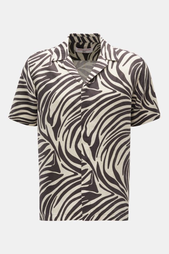 Orlebar Brown Kurzarmhemd 'Maitan Golden Gun Zebra' Kubanischer Kragen schwarz/creme gemustert Orlebar Brown Kurzarmhemd 'Maitan Golden Gun Zebra' Kubanischer Kragen schwarz/creme gemustert
