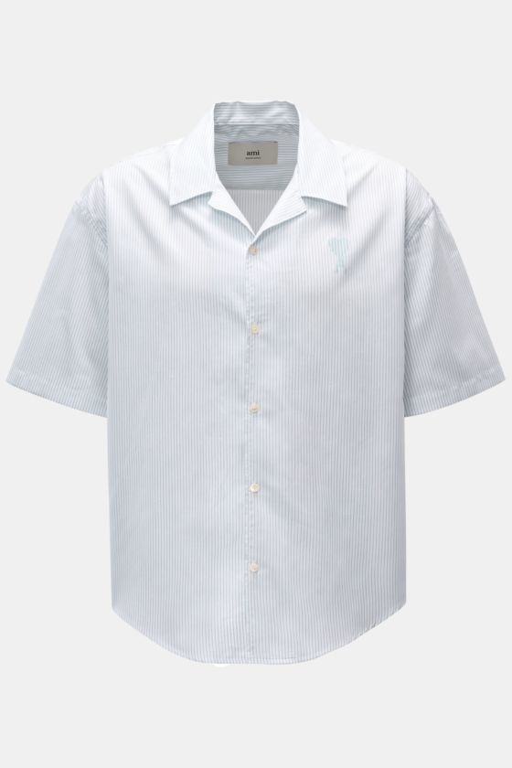 Ami Paris Kurzarmhemd Kubanischer Kragen rauchblau/weiß gestreift Ami Paris Kurzarmhemd Kubanischer Kragen rauchblau/weiß gestreift