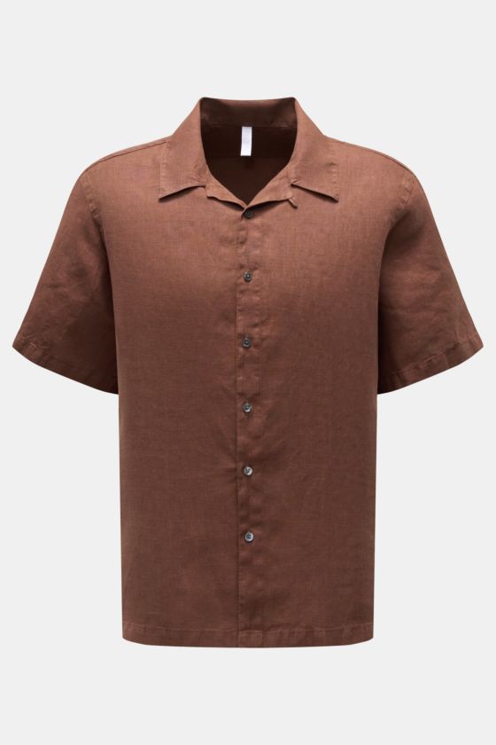 04651/ A trip in a bag Leinen Kurzarmhemd 'Linen Cuba' Kubanischer Kragen braun 04651/ A trip in a bag Leinen Kurzarmhemd 'Linen Cuba' Kubanischer Kragen braun