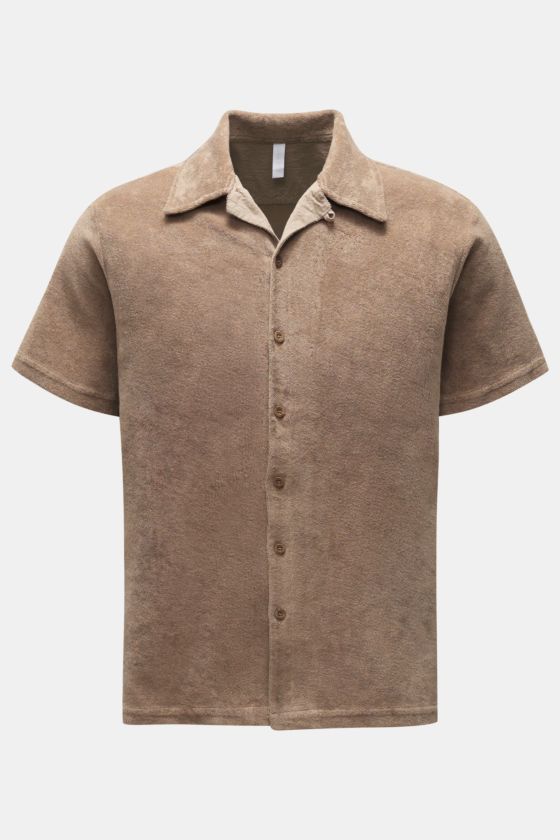 04651/ A trip in a bag Frottee-Kurzarmhemd 'Terry Shirt' Kubanischer Kragen taupe 04651/ A trip in a bag Frottee-Kurzarmhemd 'Terry Shirt' Kubanischer Kragen taupe