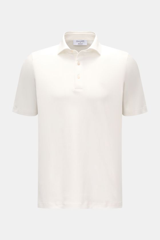 Gran Sasso Jersey-Poloshirt offwhite, Slim Fit, reine Baumwolle, weicher Griff, klassischer Polokragen, frontale Produktaufnahme. Gran Sasso Jersey-Poloshirt offwhite, Slim Fit, reine Baumwolle, weicher Griff, klassischer Polokragen, frontale Produktaufnahme.