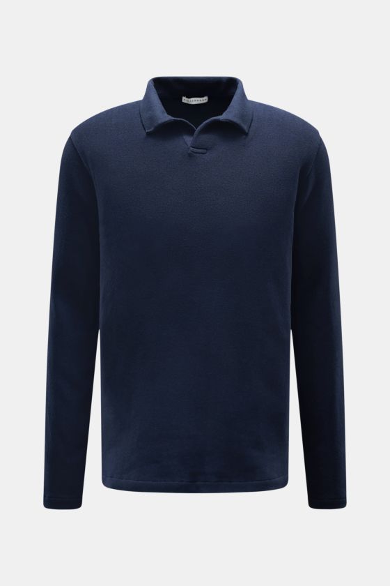 Kiefermann Longsleeve-Poloshirt 'Tonin' navy, frontale Ansicht, schlichtes Design, sportiv, Jersey aus Baumwolle und Microfaser, angeraute Qualität, sehr weich, Regular Fit, Polokragen, offene Kragenleiste. Kiefermann Longsleeve-Poloshirt 'Tonin' navy, frontale Ansicht, schlichtes Design, sportiv, Jersey aus Baumwolle und Microfaser, angeraute Qualität, sehr weich, Regular Fit, Polokragen, offene Kragenleiste.