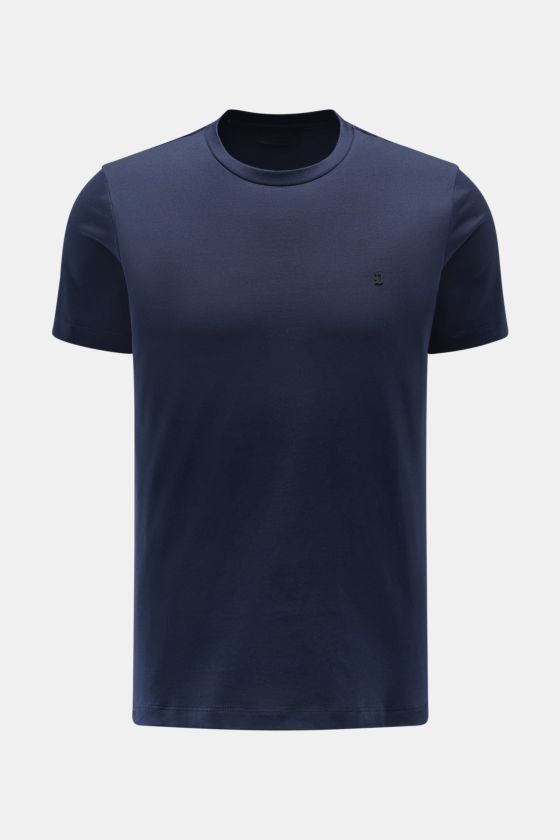 Dondup Rundhals-T-Shirt navy, Slim Fit, aus weichem Baumwoll-Jersey, Frontansicht mit Rundhalsausschnitt und DONDUP-Logo auf der Brust. Dondup Rundhals-T-Shirt navy, Slim Fit, aus weichem Baumwoll-Jersey, Frontansicht mit Rundhalsausschnitt und DONDUP-Logo auf der Brust.