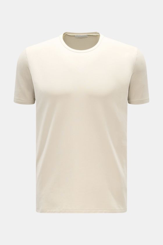 Kiefermann Rundhals T-Shirt 'Hero' sand, frontale Ansicht, Extra Slim Fit, elastisches Baumwoll-Modal-Jersey, weicher, glatter Griff. Kiefermann Rundhals T-Shirt 'Hero' sand, frontale Ansicht, Extra Slim Fit, elastisches Baumwoll-Modal-Jersey, weicher, glatter Griff.