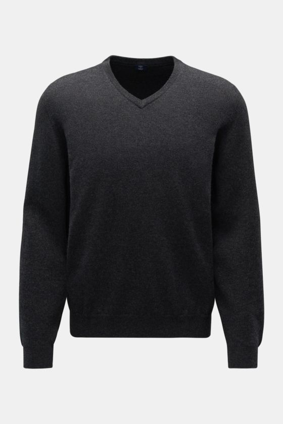 Fedeli Cashmere V-Neck Pullover 'Pull Slim' dunkelgrau Fedeli Cashmere V-Neck Pullover 'Pull Slim' dunkelgrau