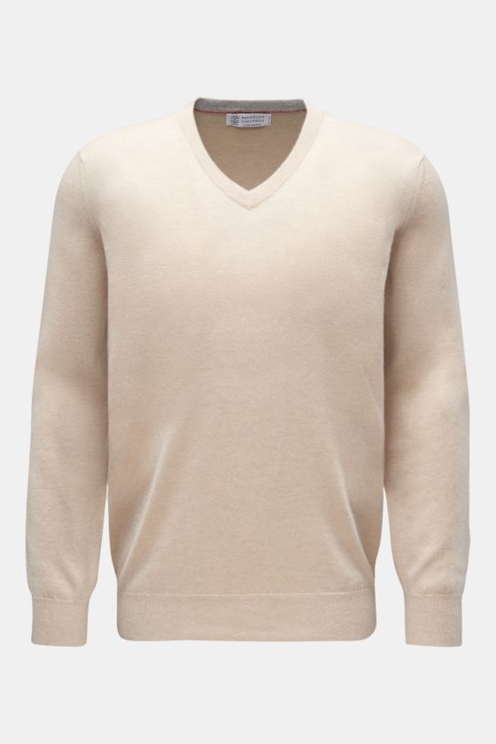 Brunello Cucinelli Cashmere V-Neck Pullover beige Brunello Cucinelli Cashmere V-Neck Pullover beige