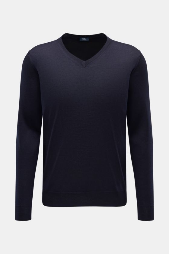 Fedeli Feinstrick V-Neck Pullover navy Fedeli Feinstrick V-Neck Pullover navy