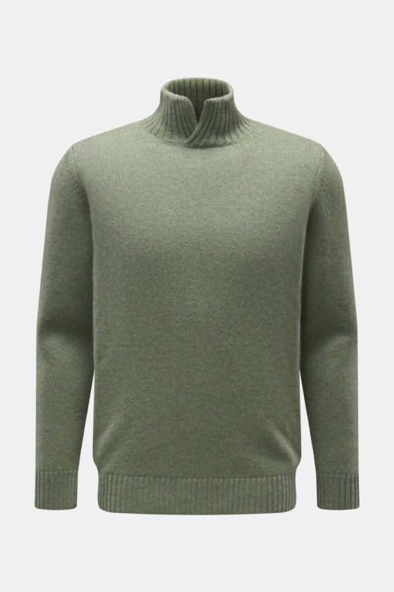 Maurizio Baldassari Cashmere Pullover 'Open Turtle Neck' graugrün meliert Maurizio Baldassari Cashmere Pullover 'Open Turtle Neck' graugrün meliert