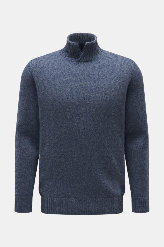Maurizio Baldassari Cashmere Pullover 'Open Turtle Neck' rauchblau meliert Maurizio Baldassari Cashmere Pullover 'Open Turtle Neck' rauchblau meliert