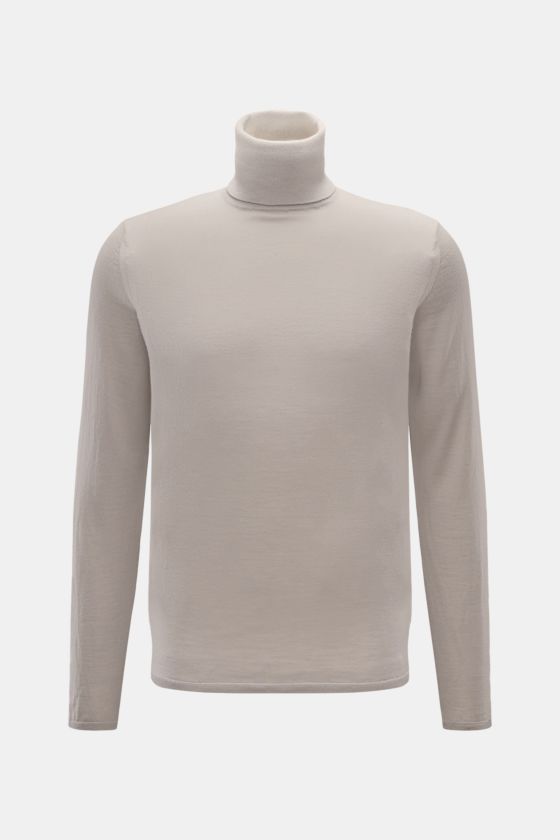 Kiefermann Merino Feinstrick-Rollkragenpullover 'Theor' hellgrau, frontal fotografiert, Slim Fit, weicher Griff, feines Strickbild, schmaler Rollkragen. Kiefermann Merino Feinstrick-Rollkragenpullover 'Theor' hellgrau, frontal fotografiert, Slim Fit, weicher Griff, feines Strickbild, schmaler Rollkragen.
