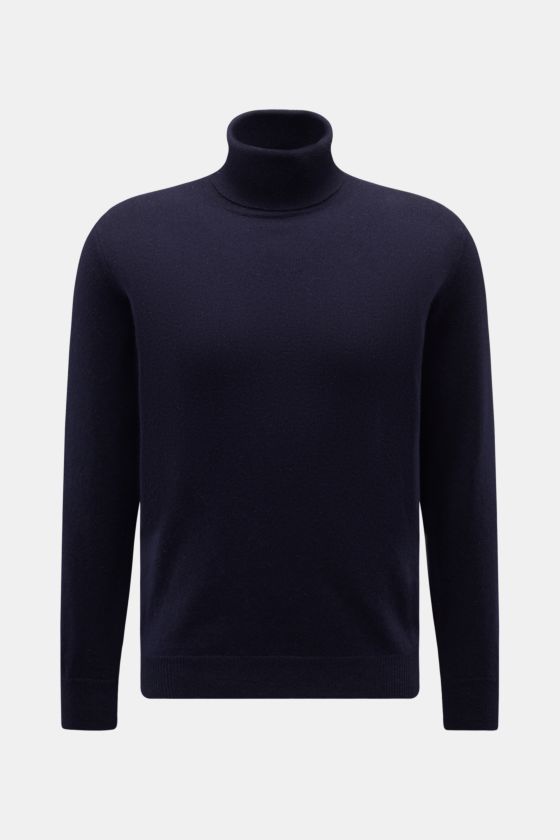Moorer Rollkragenpullover 'Todi' navy, frontal fotografiert, Slim Fit, Mix aus Cashmere und Seide, weicher Griff, feines Strickbild, anliegender Rollkragen, flexible Rippbündchen. Moorer Rollkragenpullover 'Todi' navy, frontal fotografiert, Slim Fit, Mix aus Cashmere und Seide, weicher Griff, feines Strickbild, anliegender Rollkragen, flexible Rippbündchen.