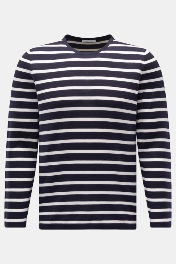 04651/ A trip in a bag Feinstrick Rundhals-Pullover navy/weiß gestreift 04651/ A trip in a bag Feinstrick Rundhals-Pullover navy/weiß gestreift